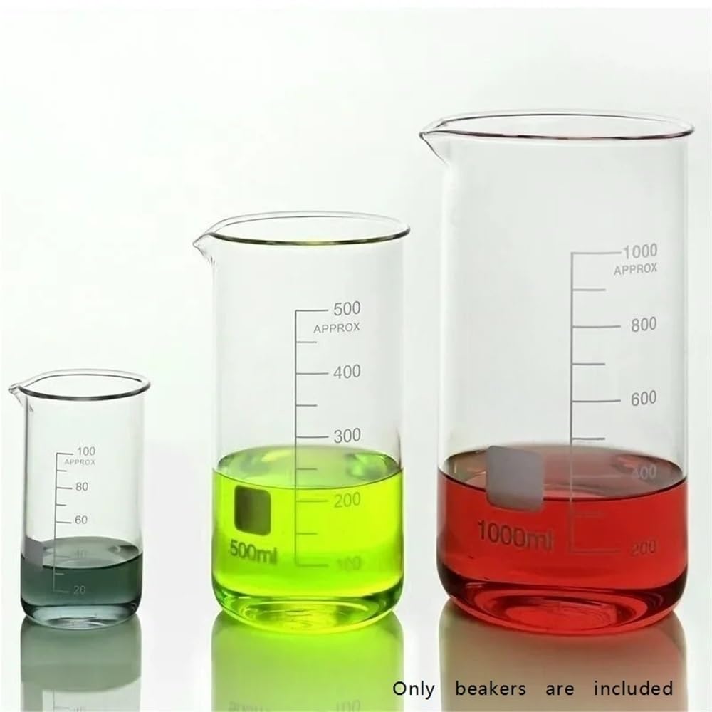 Contenitore in vetro da laboratorio 1 misurino alto in vetro borosilicato da 50 ml a 2000, laboratorio, becher graduati di precisione alta qualità(2000ml)