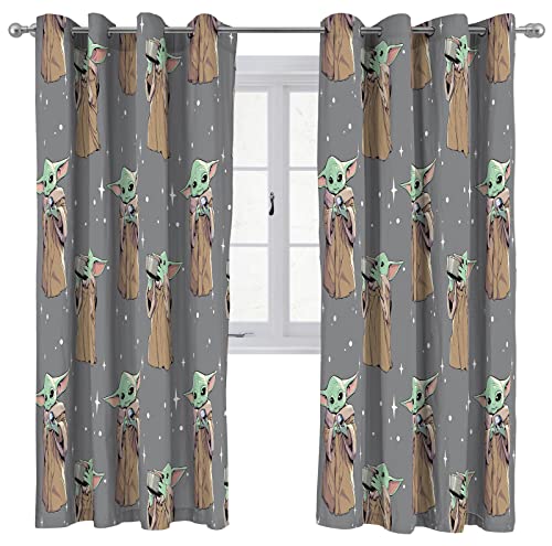 Jay Franco Star Wars El Mandaloriano Curioso Cortinas con Ojales para Habitacion de Niños 183cm x 168 cm - 2 Piezas