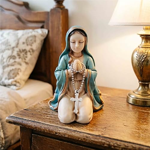 Soporte pequeño Virgen María estatua religiosa azul miniatura 6