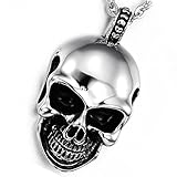 OIDEA Herren Halskette mit Schädel Anhänger: Klassiker Totenkopf aus Edelstahl Punk Rock Gothic Skull Anhängerkette Kette Schmuck Geschenk für Männer Jungs