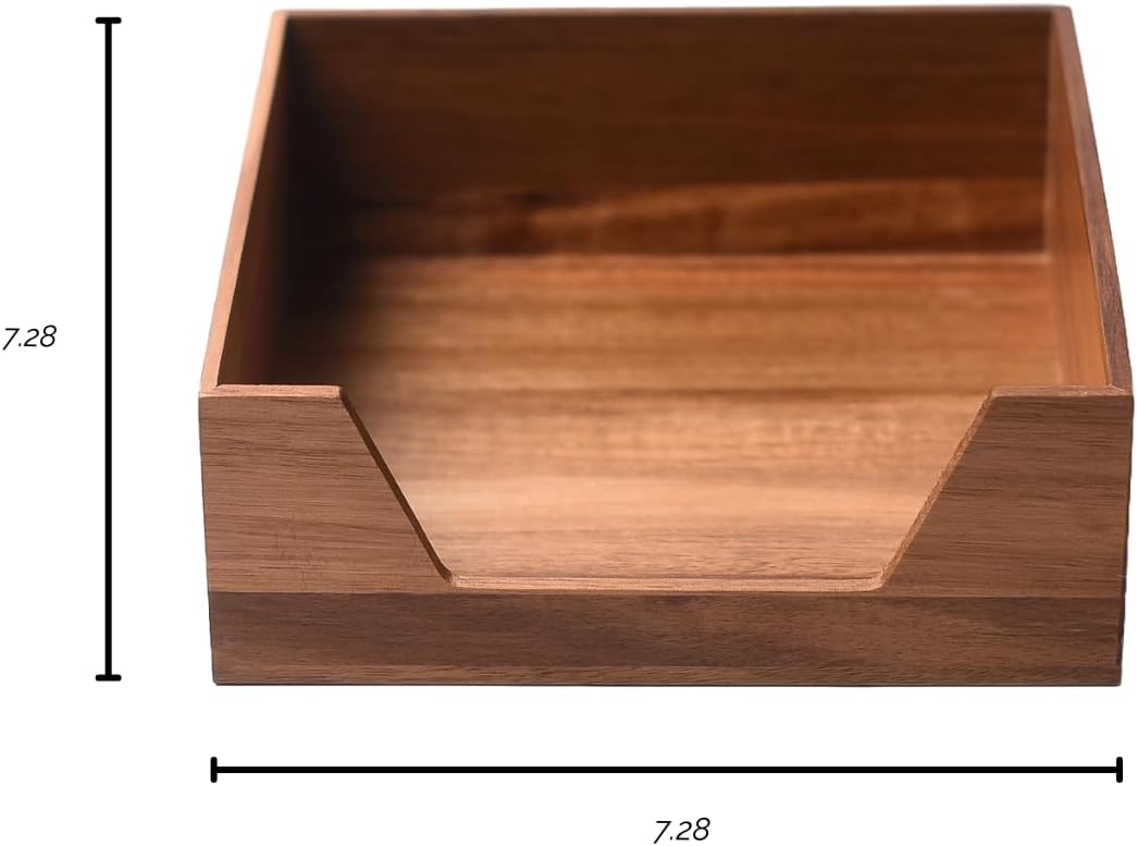 Wooden Napkin Holder for Table, Walnut, Tray, Lunch & Paper Towel Holder (Wood, 7.28 x 7.28)