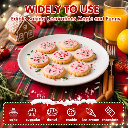 Image of Edible Christmas Jimmies Sprinkles,Red Green White Sprinkle for Cake,130g