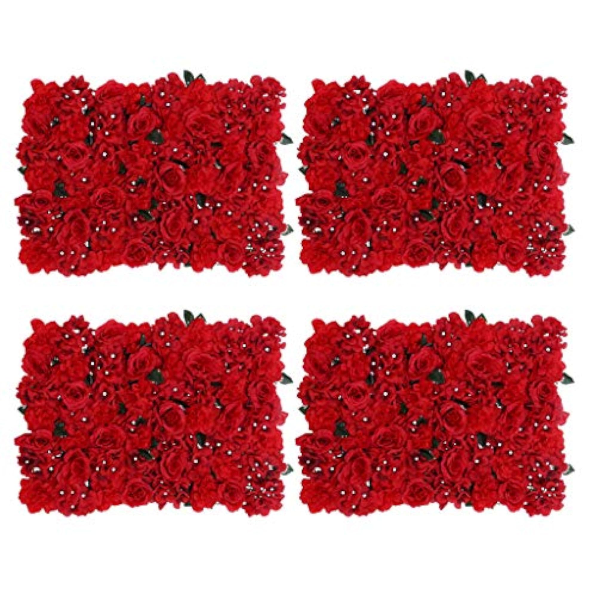 4Pcs Artificial Flower Wall Wedding Decor Red