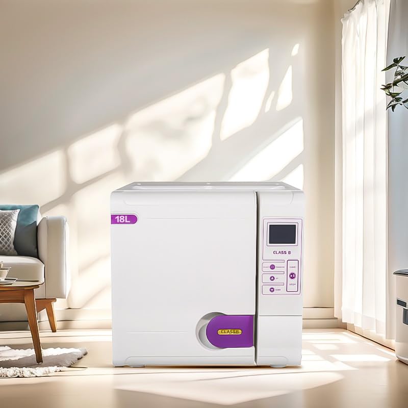 EustomA Full-Automatic Autoclave 18L/23L Class B 3 Times Pre-Vacuum Lab Sterilizer Blue LCD Display Vacuum Drying Benchtop Type JQ18/JQ-23 (18L)