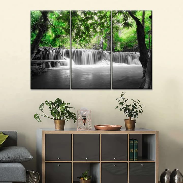Tableau tropical cascade 3 parties 90x50cm encadré - 4