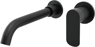 VALAZ Grifo Lavabo Negro Mate Empotrado | Grifo Lavabo Monomando, Mezclador Agua Fría y Caliente, Ahorro de Agua | Instalación Fácil y Rápida | Latón, Inoxidable, Elegante, Redondo, Serie Tuejar
