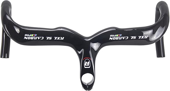 RXL SL 1-1/8 Bicycle Carbon Road Handlebar 3K Glossy Black Integrated Road Bike Carbon Handlebar 440 * 100mm | Road bike handlebar carbon 3K glossy ergonomic design reach 75 mm