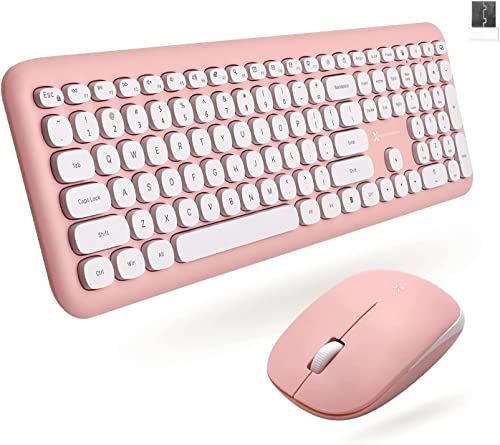 Image of X9 Performance - Colorful keyboard and mouse combo 2.4GHz wireless connectivity, transform your space with a cute wireless keyboard and mouse set (110 keys and 18 shortcuts) for PC and Chrome, Pink