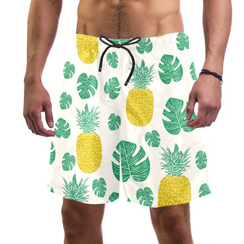 Short de bain homme motif feuilles d'ananas idéal pour vos vacances à la plage