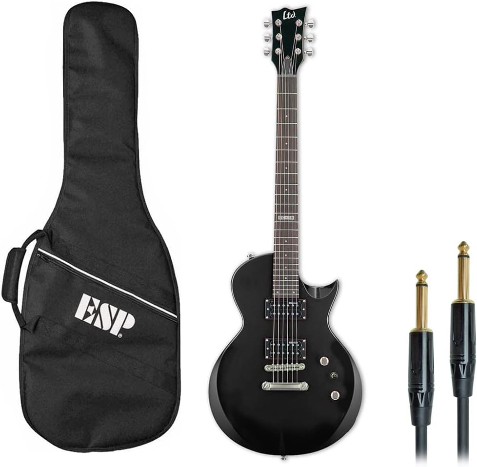 ESP LTD EC-10 Kit Electric Guitar Set with Case Black + keepdrum Jack Cable