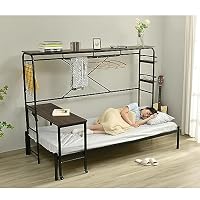 Amazon｜パイプベッド システムベッド 机付き シングル 耐荷重200kg 宮