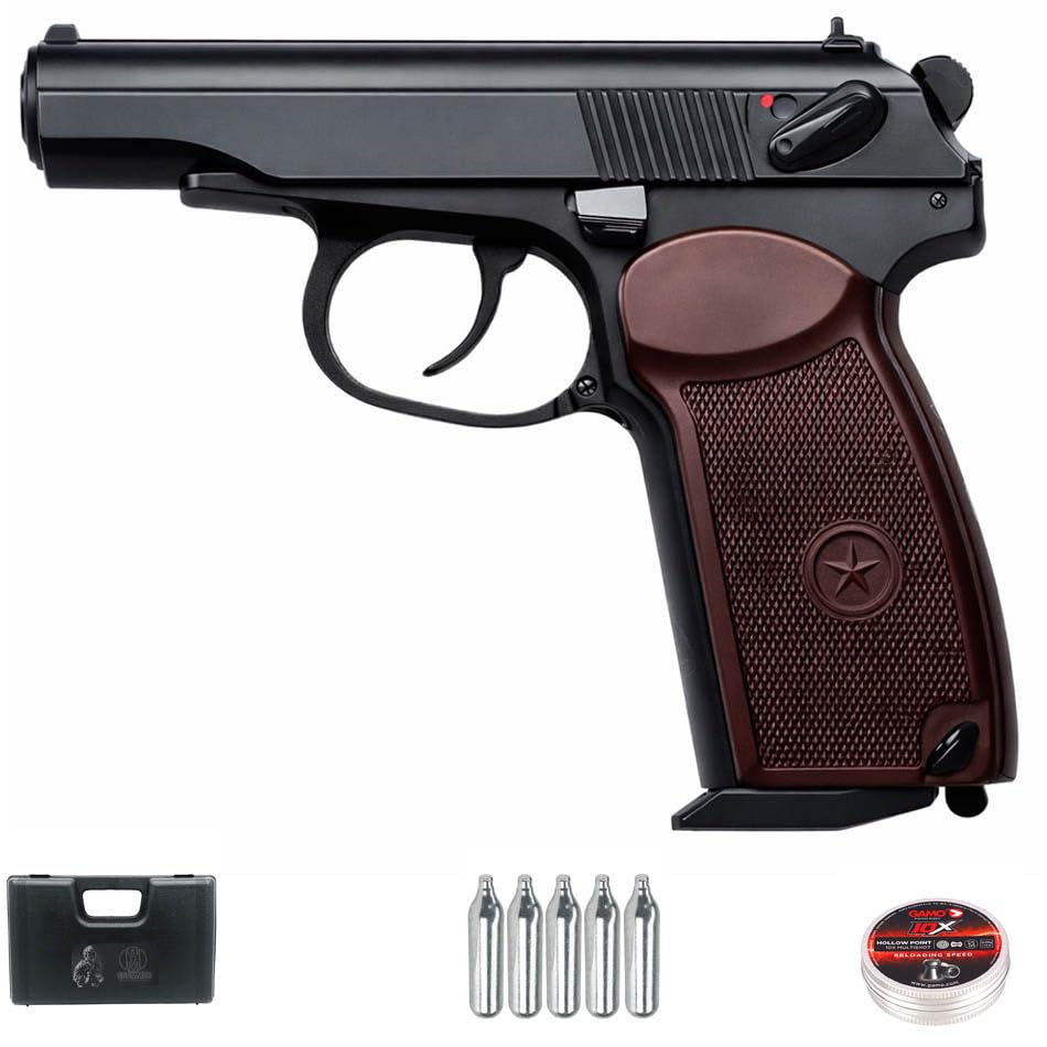Pistola KWC Makarov BALINES CO2 (4,5mm) | Pack Pistola de balines (perdigones del 4.5mm). Arma de Aire comprimido CO2 Calibre 4,5mm [2.6 Julios]