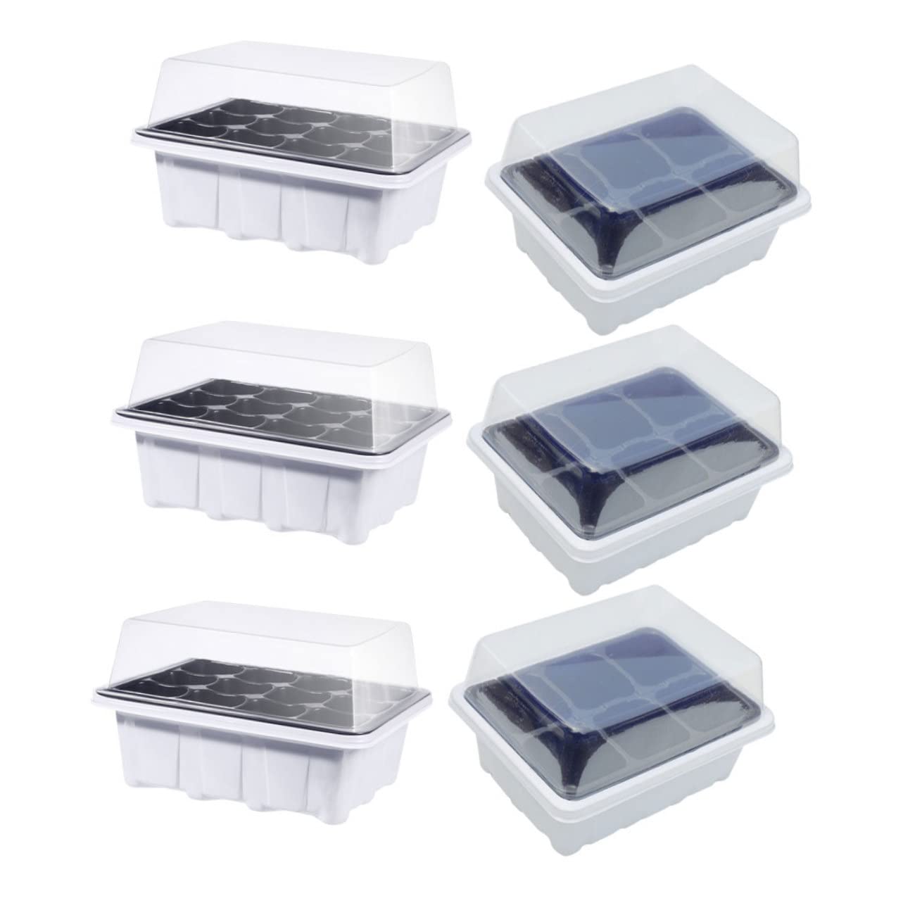 Sosoport 2 Set Scatola per Piantine Vassoi Pianta Piante Antipasto Fioriere in Piedi All'aperto Scatola di Antipasti di Verdure Piatto da Vivaio Plastica 6 Pezzi * 2