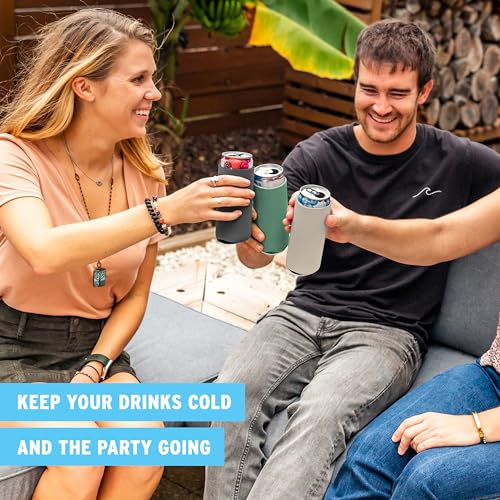 Image of Slim Can Cooler Sleeves (14-Pack) Soft Insulated Slim Can Coolers for White Claw Seltzer & Slim Beer - HTV Blanks for Vinyl Projects - Skinny Can Koolies Bulk - Tall Can Koolie - Can Cozy for Slim Can