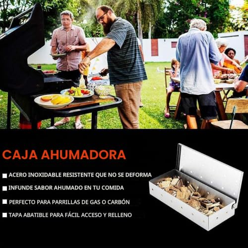 Miniatura 4 de Actiusis Caja Para Ahumar, Caja Para Ahumar De Acero Inoxidable Para Parrilla De Barbacoa, Caja Para Ahumar Para Parrilla De Gas, Parrillas De Carbón Y De Gas