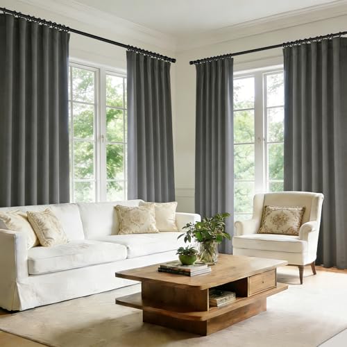 Image of Room Divider Blackout Curtain Track Curtains Wall Dividers Panels Screen for Living Rooms Bedroom Office Privacy Partition Separation, W52 x L84 Inch,1 Panel, Grey