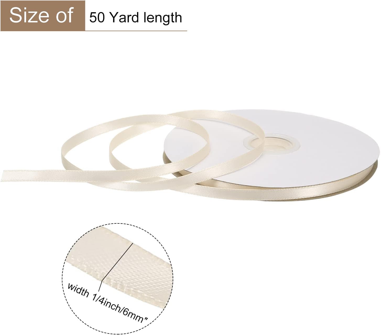 TOP-VIGOR 6mm 50 Yard Satin Ribbon, Single Sided Grosgrain Thin Solid Silk Ribbon - Image 2