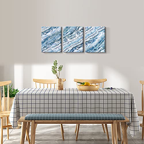 Abstract Wall Art Bedroom Bathroom Wall Décor 3 Piece Blue Beach Ocean Picture Coastal Theme Nautical Sea Wave Canvas Prints Modern Framed Seascape Artwork Seaside Painting For Home Living Room Office Lake House Dining Room 12"X16"X3 Panel #TOP6