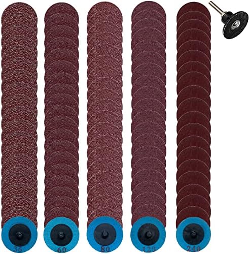 100Pcs Roloc Quick Change Discs set, 2 inch A/O Sanding Discs with 1/4" Holder, for Die Grinder Surface Prep Strip Grind Polish Finish Burr Rust Paint Removal๏ผSurface Conditioning Discs (100Pcs Mixup)