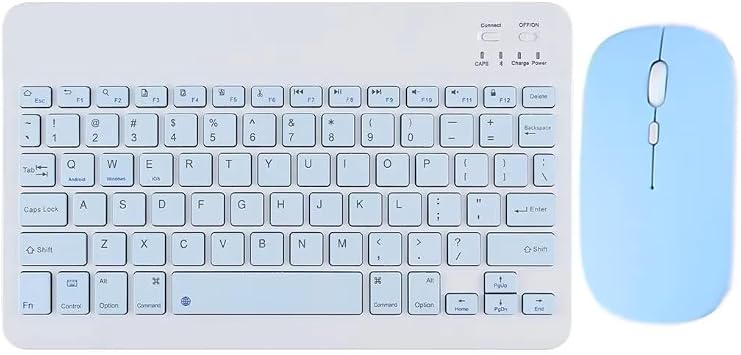 T m Cihazlara Uyumlu Kablosuz Bluetooth Klavye ve Mause Seti Tablet Telefon iPad Samsung Galaxy Honor Redmi Lenovo Mavi