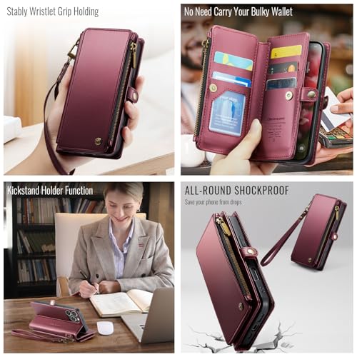 Defencase for iPhone 14 Pro Wallet Case with RFID Card Holder, Wine Red by Defencase - Used condition - Image 4