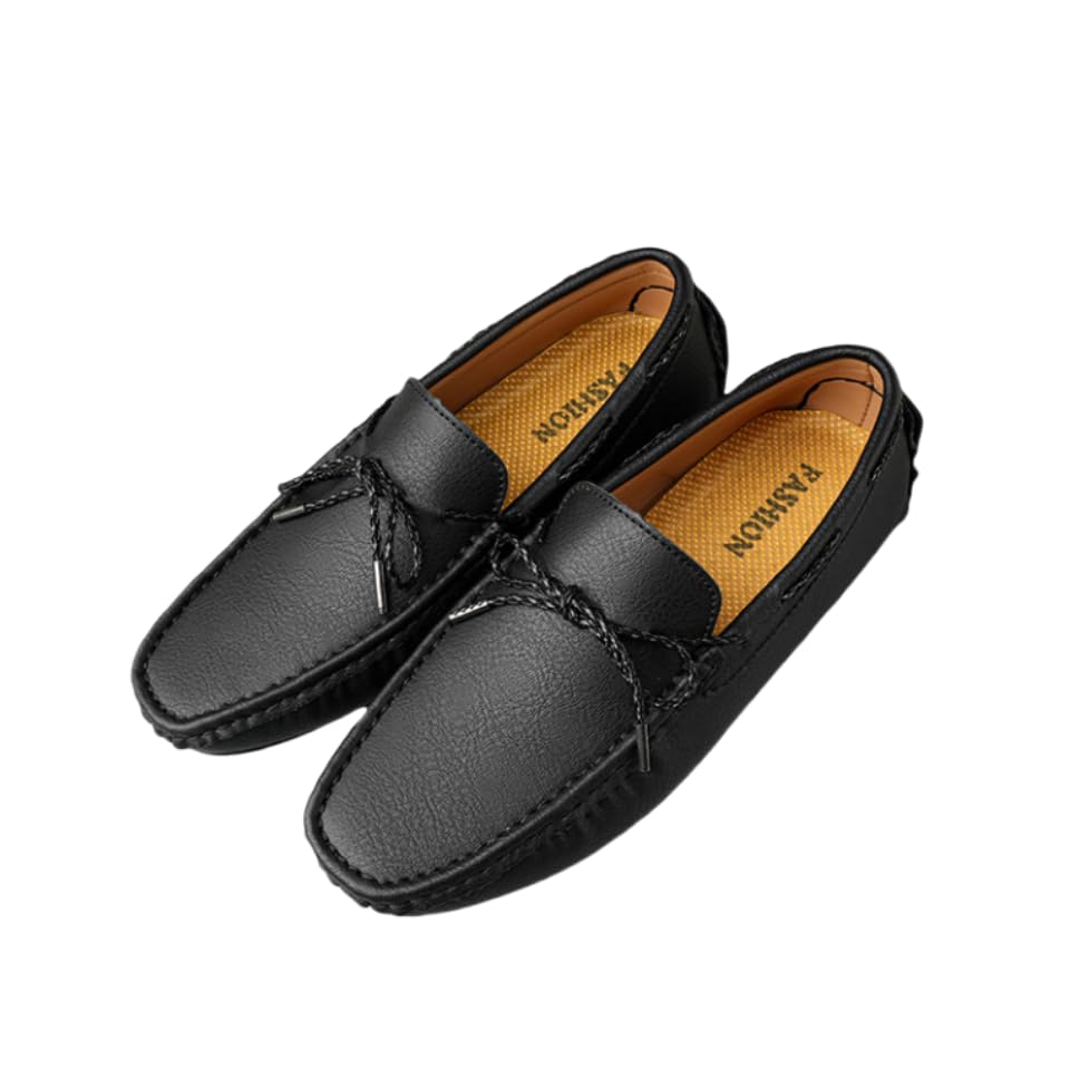 Men's Leather Penny Loafers Casual Lace up Slip on Gommino Flat Driving Shoes Comfort Dress Shoes - Main Image