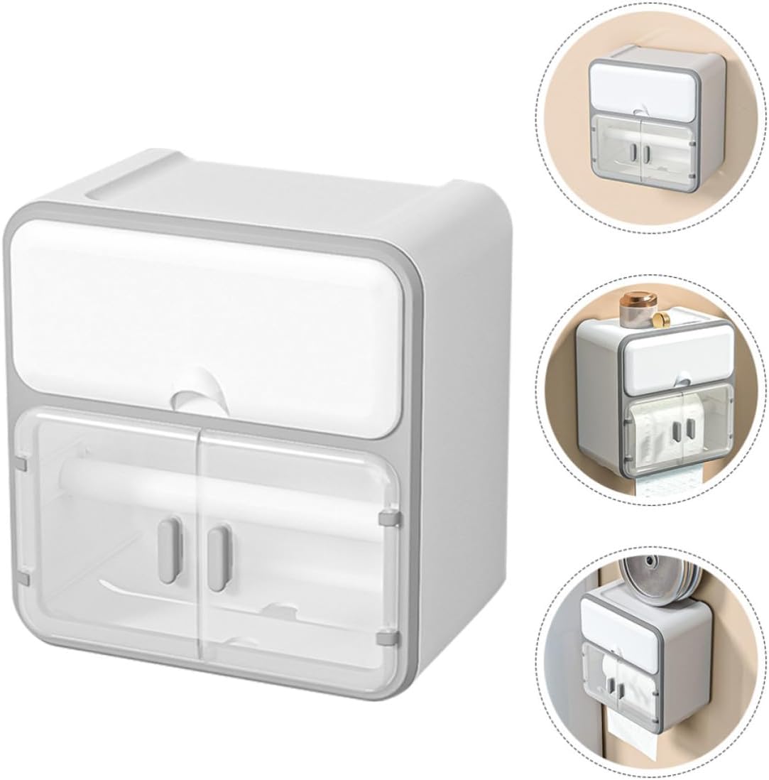 Mipcase Punch-Free Wall-Mounted Tissue Box Holder Lightweight Plastic Bathroom Tissue Holder with Break Resistance and Modern Simple Style for Home Storage and Organization