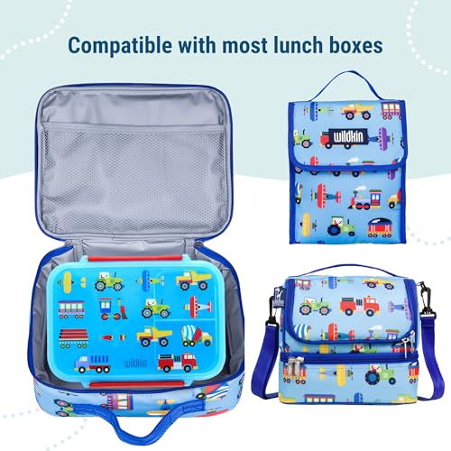 Image of Wildkin Reusable Food Container for Kids - Airtight, Leak Resistant, Dishwasher Safe - Trains, Planes & Trucks