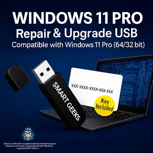 USB Compatible with Windows 11 Pro Upgrade, Recover, Repair and Restore. Kit with Key Included | Repair Tool | Free Professional Technical Support