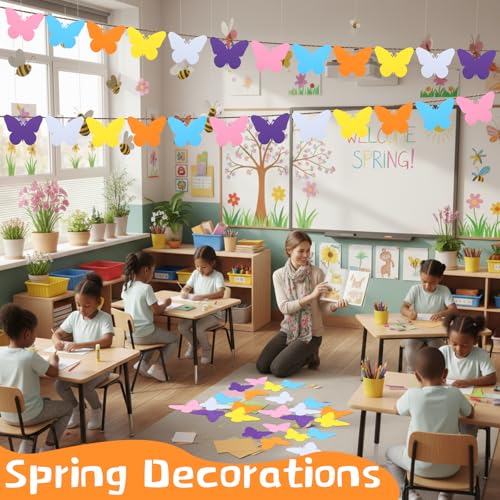 Image of Ireer 48 Pcs Large Foam Butterfly Cutouts 6 Inch Colorful Spring Bulletin Board Decoration Butterfly Shaped Cutouts for Spring Teacher Classroom DIY Crafts School Office Wall Decor