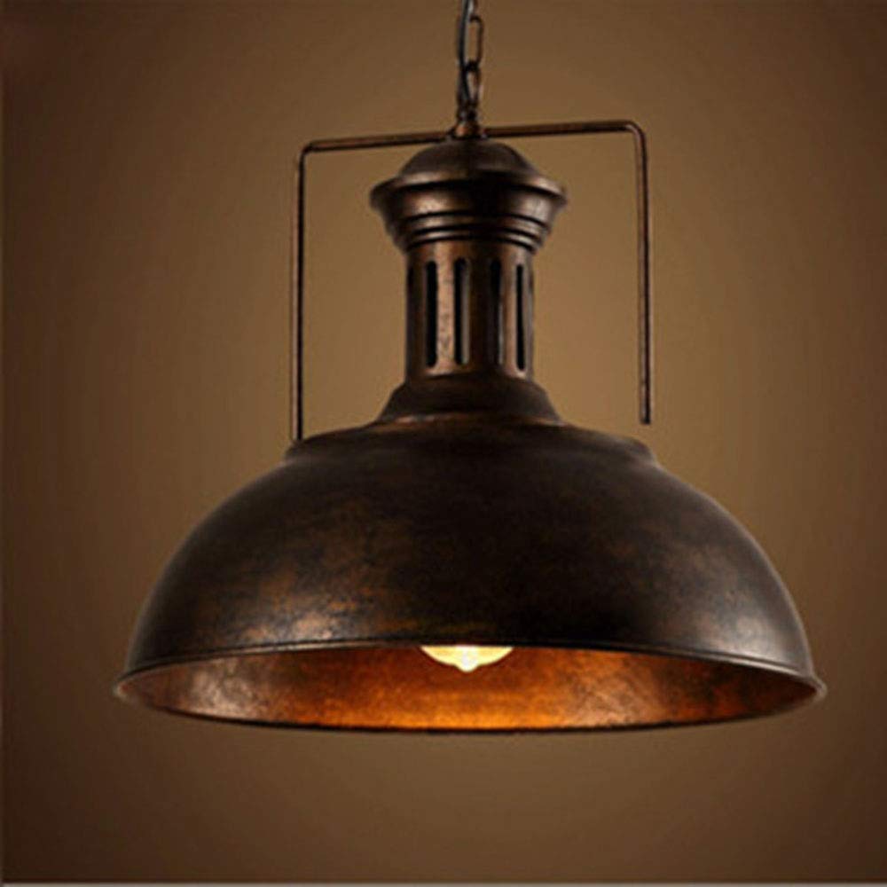 HXYSXHJUO Vintage Industrial Pendant Light for Cafe Restaurant Bar Single Head Wrought Iron Ceiling Fixture with Pot Cover Chandelier E27 Base (Black)