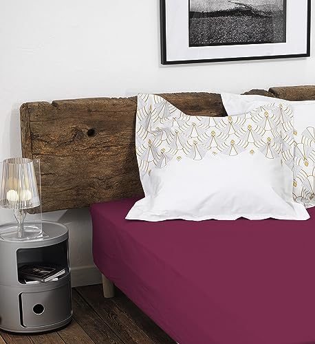 HOME LINGE PASSION, Baikal Fuchsia Fitted Sheet, 160 x 200 cm + 35 cm, 100% Cotton, 57 Thread Count, Oeko-TEX Label - Image 2