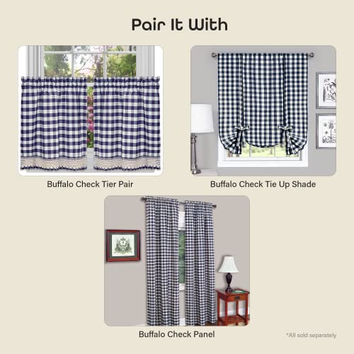Buffalo Check Valance Window Curtains - 58 Inch Width, 14 Inch Length - Navy Blue & Ivory White Plaid - Light Filtering Farmhouse Country Drapes For Bedroom Living & Dining Room By Achim Home Decor #TOP4