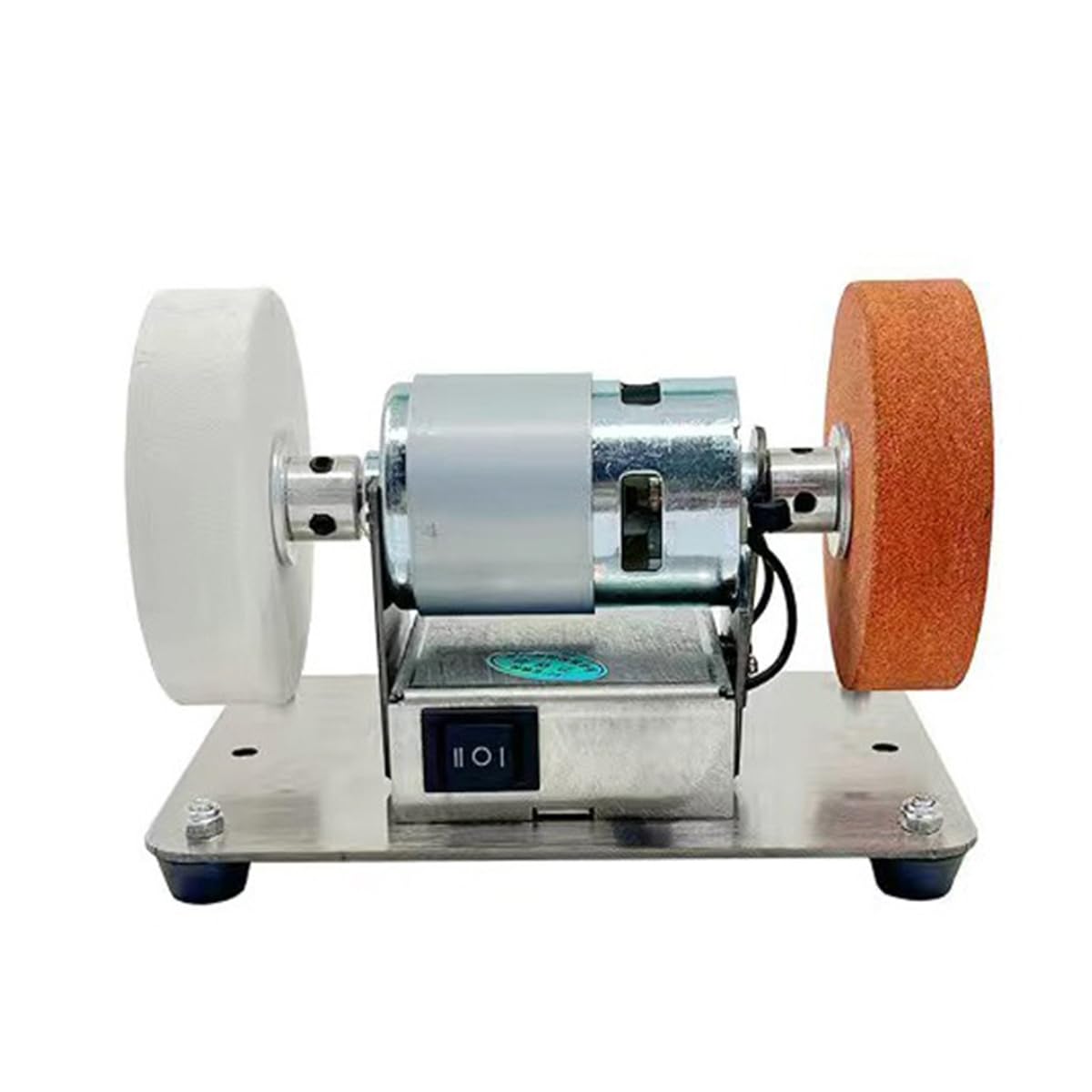 120W Bench Grinder 7 Speed Adjustable Table Top Grinder Polisher Bench Grinding Tool for Sharpening and Polishing 4Inch(Double sander + drill chuck set)