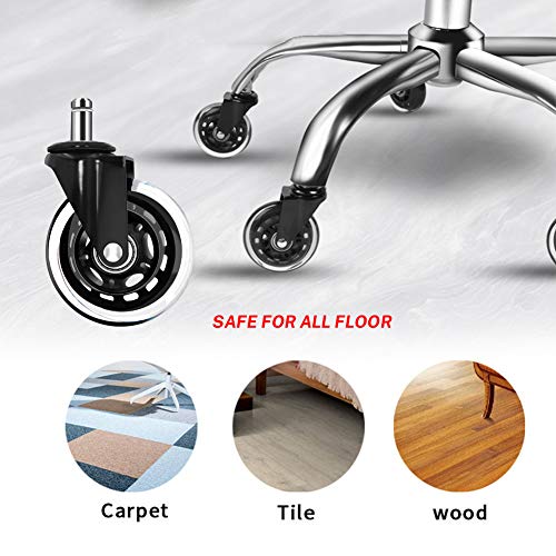 Office Chair Wheels Compatible With Ikea Chairs,10Mm Stem (Set Of 5), 3" Heavy Duty Replacement Swivel Rubber Casters Quiet & Smooth Rolling Compatible With Ikea Chair Casters, Protection For Floors. #TOP6