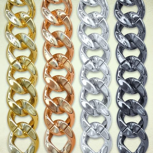 Image of SATRA TRADERS Metallic Acrylic Curb Chain | Size : 34mm | Qty : 1mtr | AC12 | Rosegold
