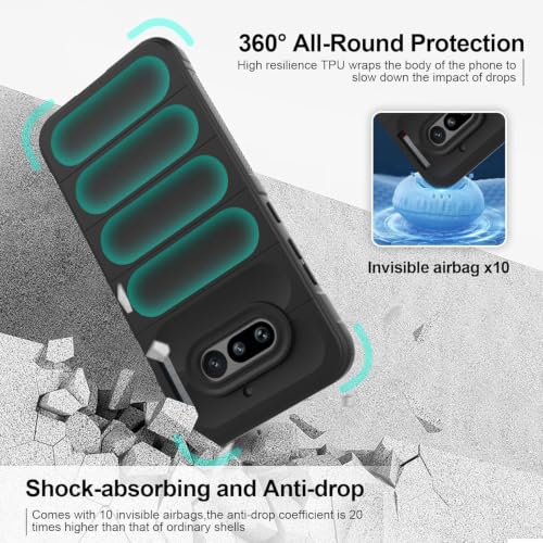 Image of ShieldTech AirGuard Series Back Cover Case for Nothing Phone 4a | Microfiber Lining | Airbag Cushion Drop Protection | Shockproof Silicone Cover Case | Anti Slip Grip - Black for Nothing Phone 4a