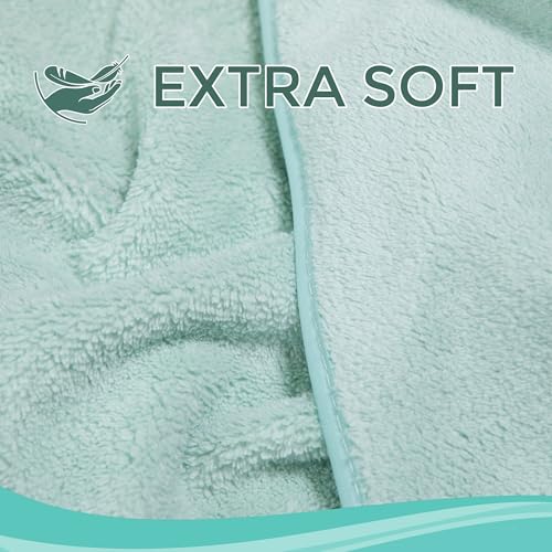 Image of Ioly's Hooded Baby Bath Towels for Newborn Essentials 41 inch Set of 2 Towels with Hood for Kids Babies Toddler Infant (Large) Baby Towel Cosas para Bebes recien nacidos Bath Items (White and Green Aqua)