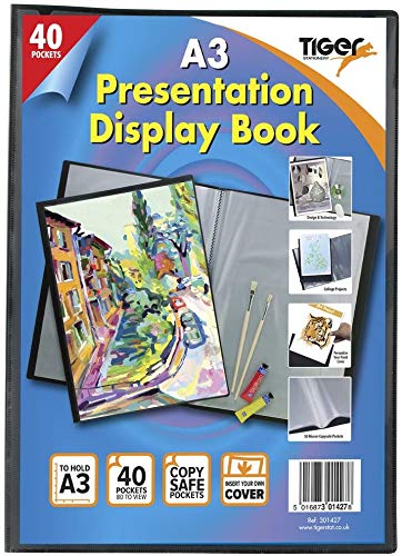 PROTECTAFILE 18 X A3 Black Pocket Presentation Display Book 80 Views(40 Pockets) - Sleek Black Portfolio Organizer - Portfolio Folder for Artwork, Album Binder, Portfolio Presentation Book
