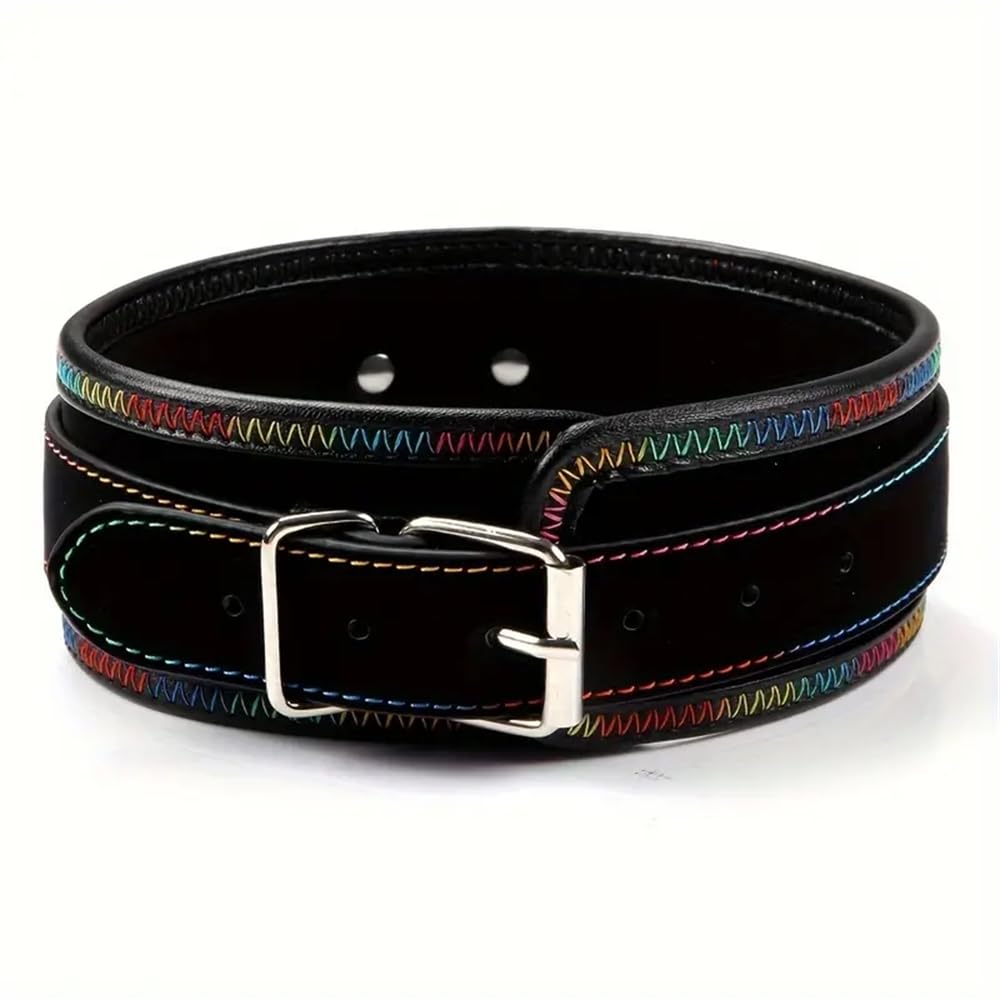 HAZURE Collar sexy unisex con cuero, correa para el hombro con juguete para vestir con asa de estrangulación.