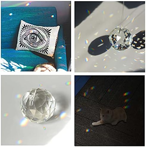 Hisredsun 40mm 10 pcs Crystal prism Ball with nylon thread,Glass Chandelier K9 Hanging Faceted Prism Balls Window Rainbow Suncatcher Decoration Feng Shui prism Suncatcher,rainbow maker(40MM10PCS)