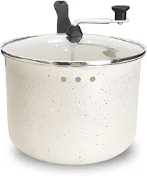 Pipoqueira Antiaderente com Tampa de Vidro Temperado, Branca, 20cm, 3,5L, Revestimento 5 Camadas Teflon, Cabos Baquelite, para Pipoca Caseira