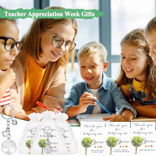 Ecation Teacher Appreciation Gifts Teacher Key Chains Tree Keychain Card Thank You Gifts for Women(24) - Thumbnail 6