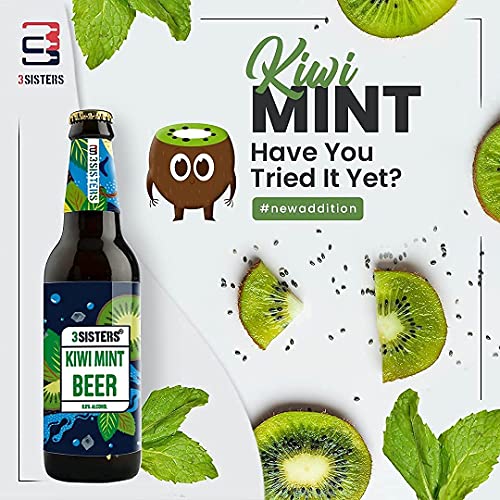 Image of 3Sisters Non Alcoholic Beer - Kiwi Mint Flavor - (Pack of 6 Bottles x 330ml each)