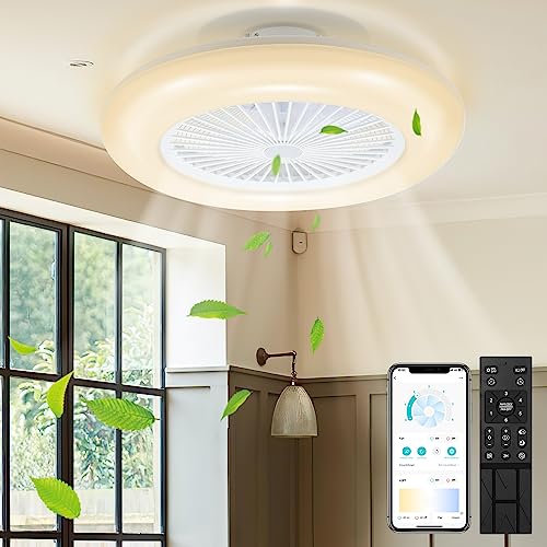 SWANEW 80W Ventilador de Techo Con Luz, LED Regulable Ventilador de luz Verano y Modo de Invierno,...