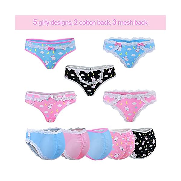 LittleForBig-Damen-Weiche-Baumwolle-Unterwaesche-Bequeme-Hipster-Slips-5-Bunte-Packung-Hoeschen-Set-Bedtime-Bunny LittleForBig Damen Weiche Baumwolle Unterwäsche Bequeme Hipster Slips 5 Bunte Packung Höschen Set - Bedtime Bunny