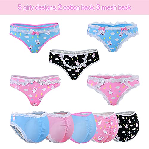Image of Littleforbig Women's Ladies Soft Cotton Underwear Comfortable Hipster Briefs 5 Colorful Pack Panties Set - Bedtime Bunny