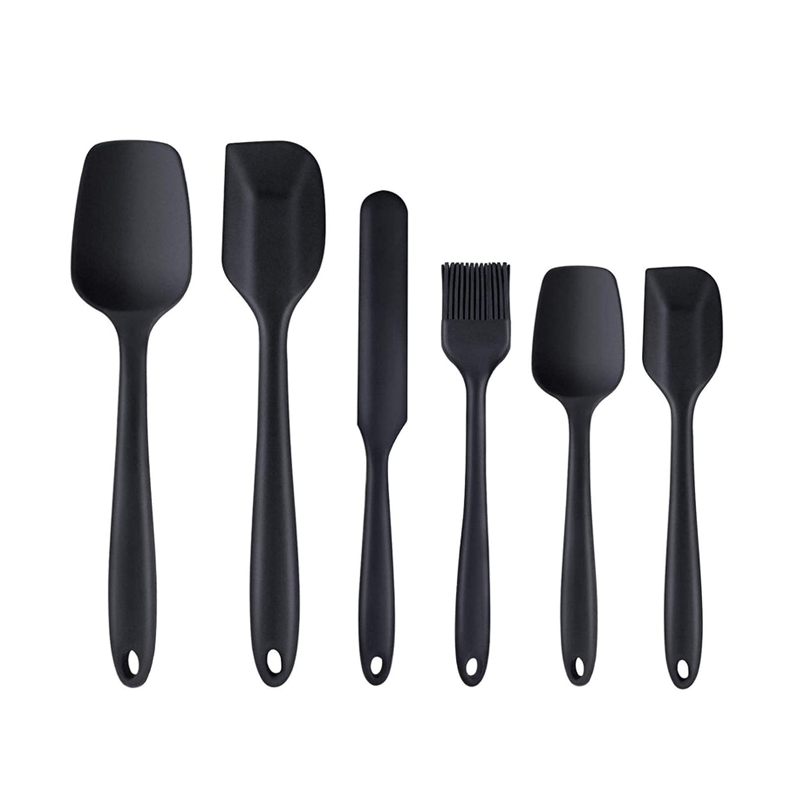 Teigschaber 6-teiliger Silikonspatel-Set Wärmebeständige Backwerkzeug Spatel Kuchen Dekorieren von Utensilien zum Kochen Backen Mischbacken Spatel (Color : Black)
