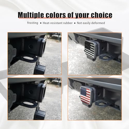 GKmow 1 PC American Flag Trailer Hitch Cover, 2In x 2In Waterproof TPU Insert Trailer Receiver Protection, Universal Square Durable Vehicle Towing Hitch Tube Cover Plug for RVs Trucks SUVs (Black) - Thumbnail 6