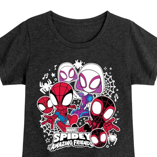 Marvel Spider-Man and His Amazing Friends - Spidey Friends Stickers - Toddler and Youth Girls Fitted Short Sleeve Tee3
